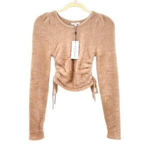 For Love & Lemons Fuzzy Mohair LS Cropped Top Small New